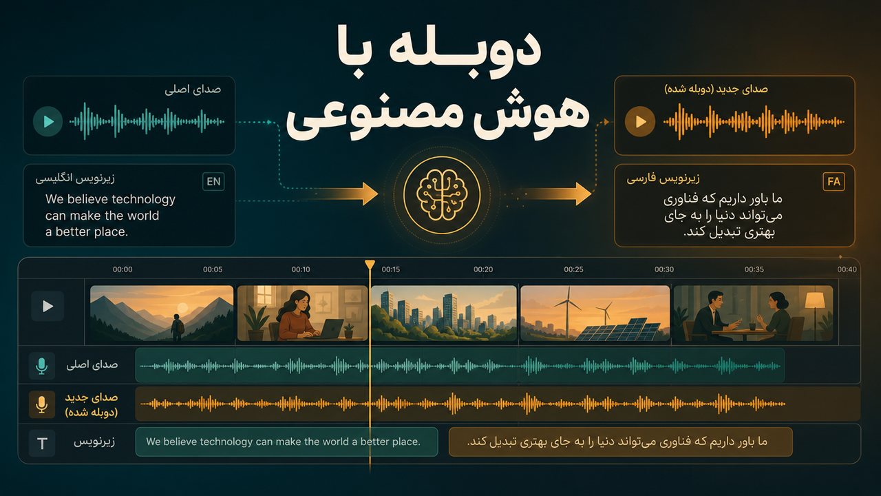 دوبله با هوش مصنوعی: راهنمای کامل دوبله فارسی ویدیو، کلیپ و فیلم
