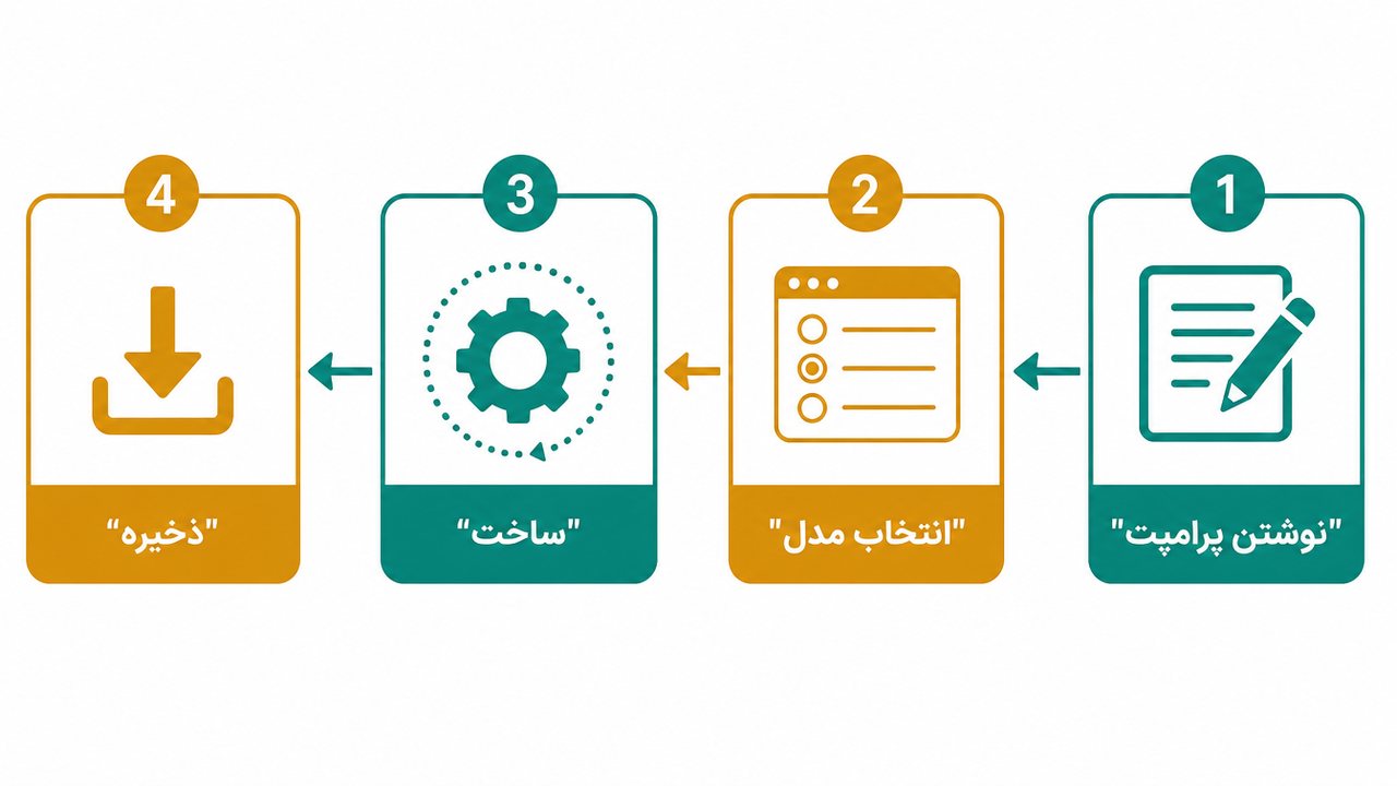 مراحلِ آموزش ساخت ویدیو با Veo از متن و عکس بهصورت نمودار گامبهگام